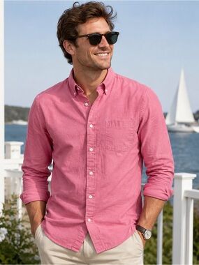 J.Crew Slim Fit Pink Cotton Button Down Shirt Men’s Large Preppy Casual